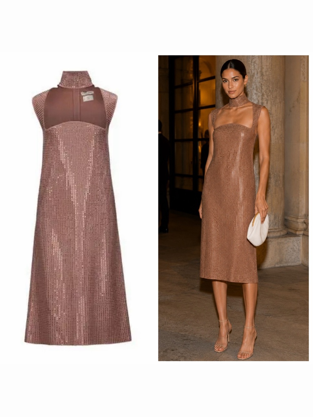 Bottega Veneta Pink Midi Dress Crystal Cut Out 8 Wedding Cocktail Mauve NWT 🟠